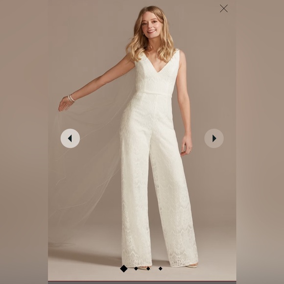 Scalloped lace V-neck tank wide leg jumpsuit